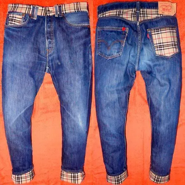 Levi's Vintage Burberry Old Style jeans con tessuto check