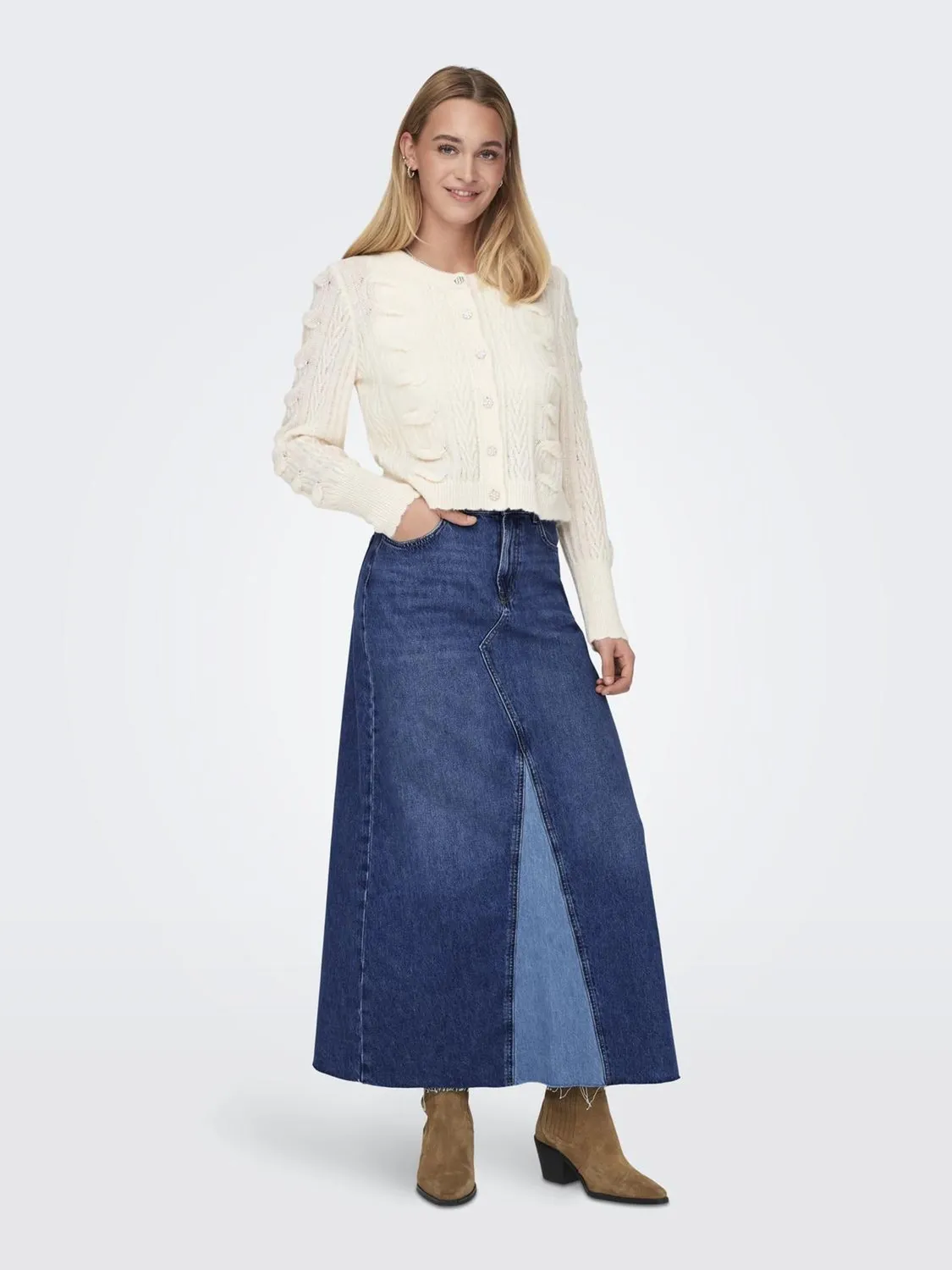 ONLY Onlmochi gonna jeans maxi vita alta M