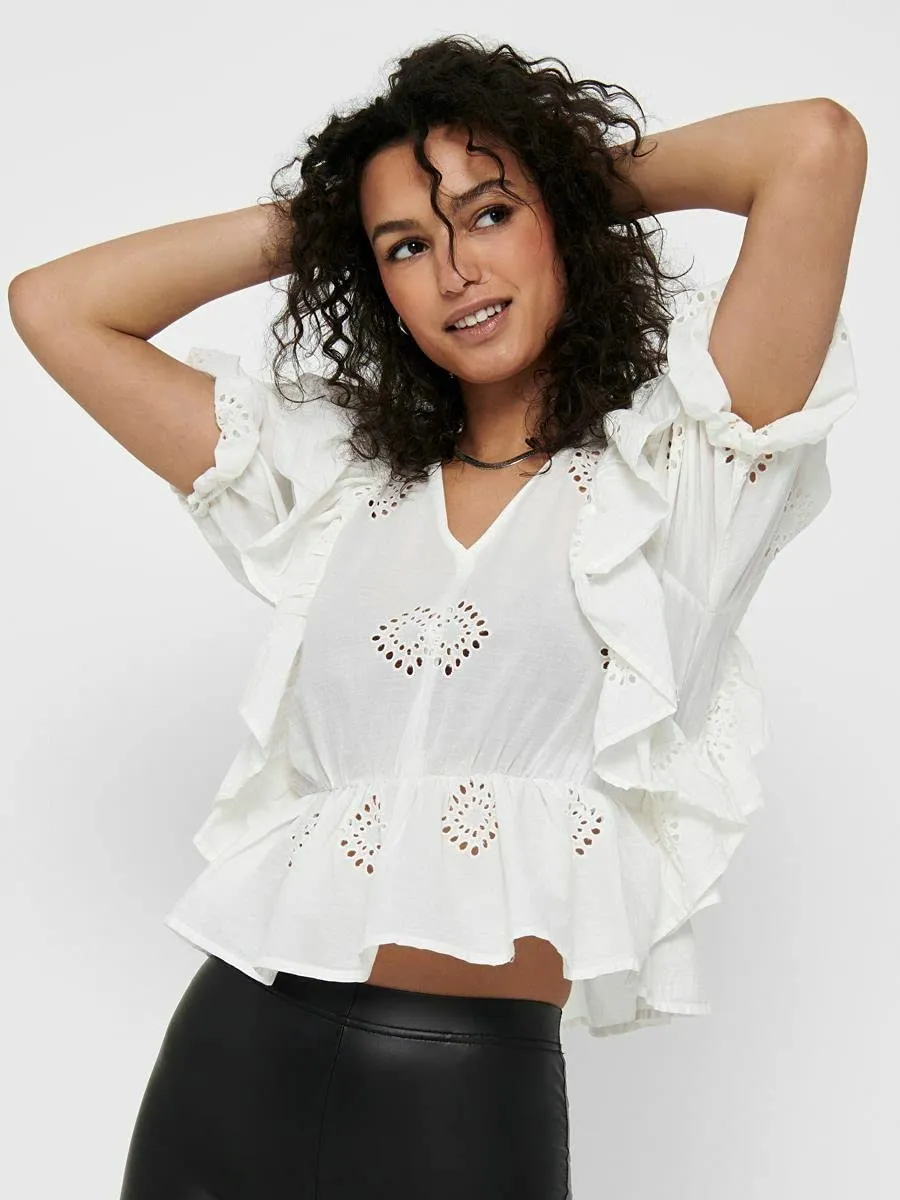 ONLY Onlirma WVN camicia donna bianco M scollo a V