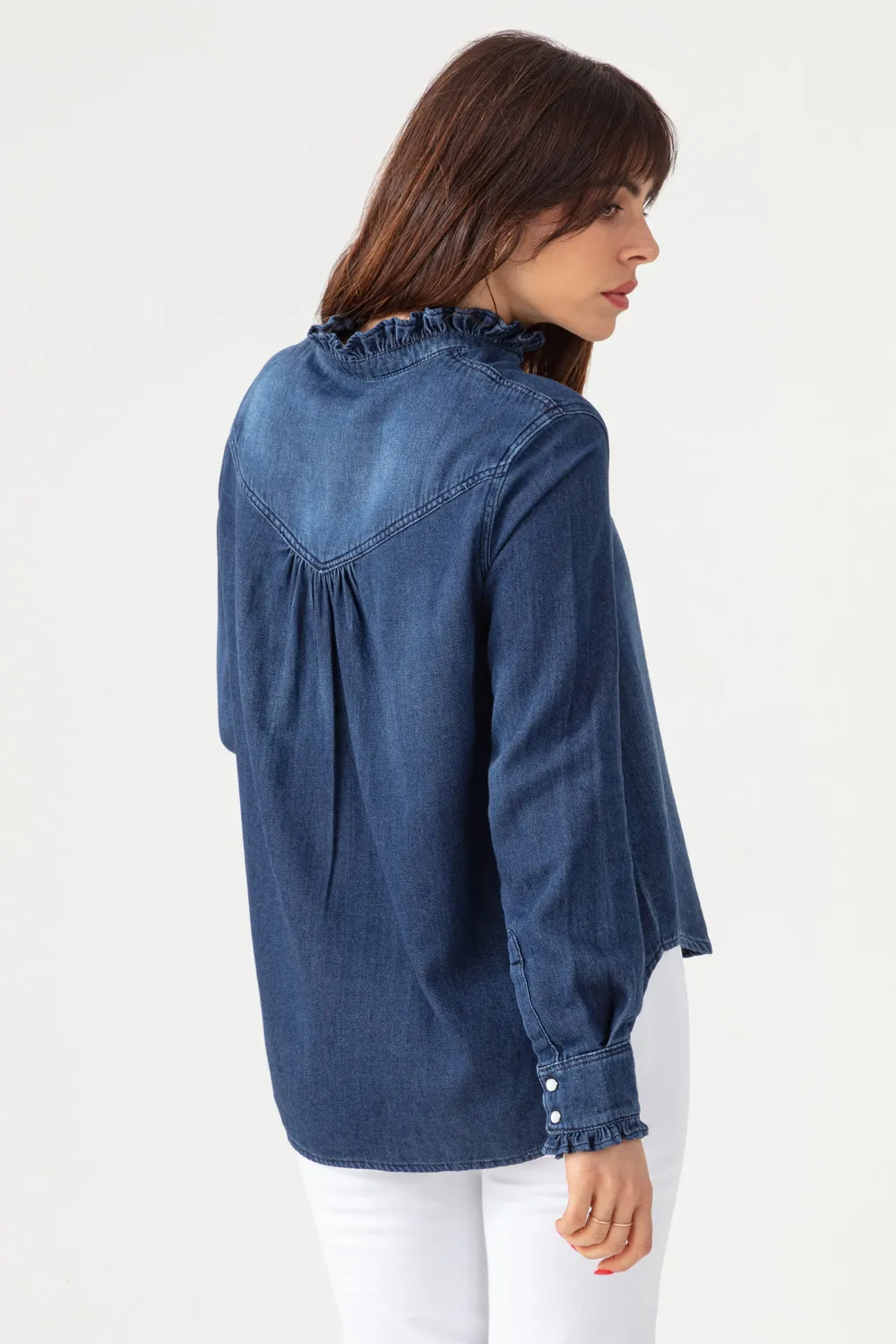 Acquaverde Gaby Camicia jeans Hand Brushed