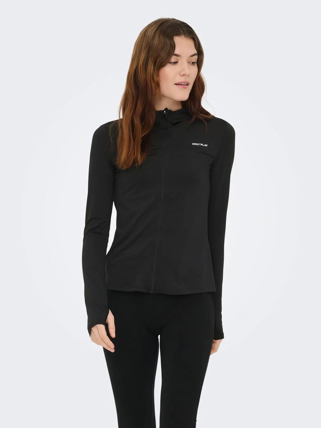 Only Play Onpmila top donna zip nero manica lunga
