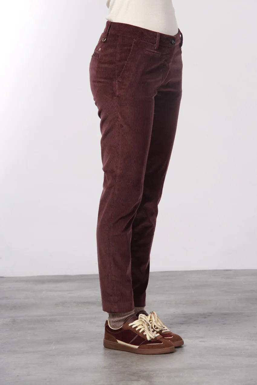 Mason's New York Slim chino donna bordeaux velluto