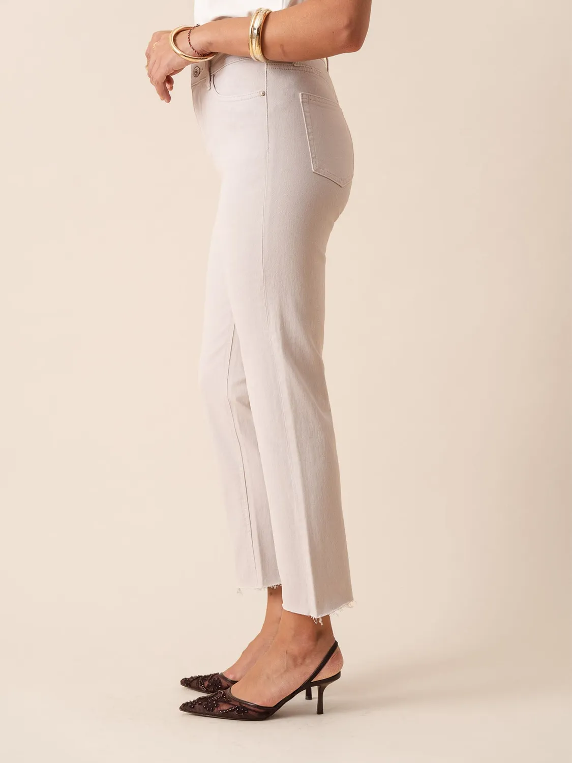 Oraije Maryline jeans dritti malva sfrangiati