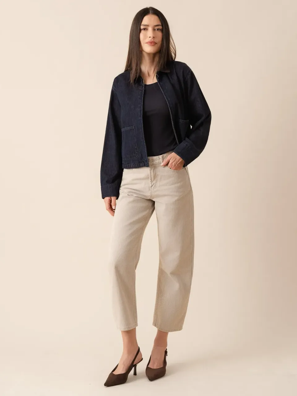 Oraije Boy jeans barrel taupe