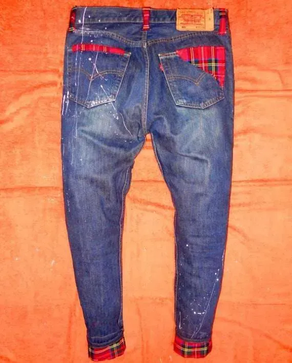 Levi's Vintage Scozzese Rosso jeans personalizzati tartan