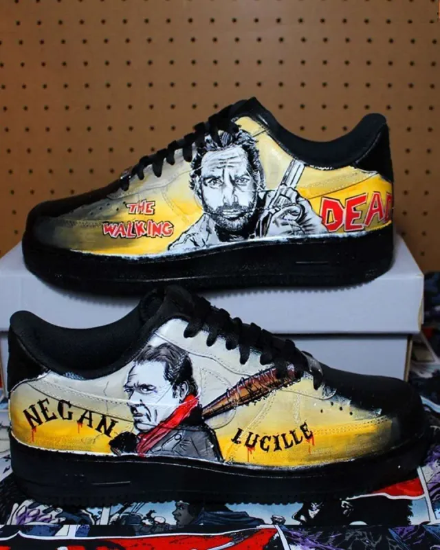 Nike Air Force 1 Rick vs Negan sneakers dipinte a mano