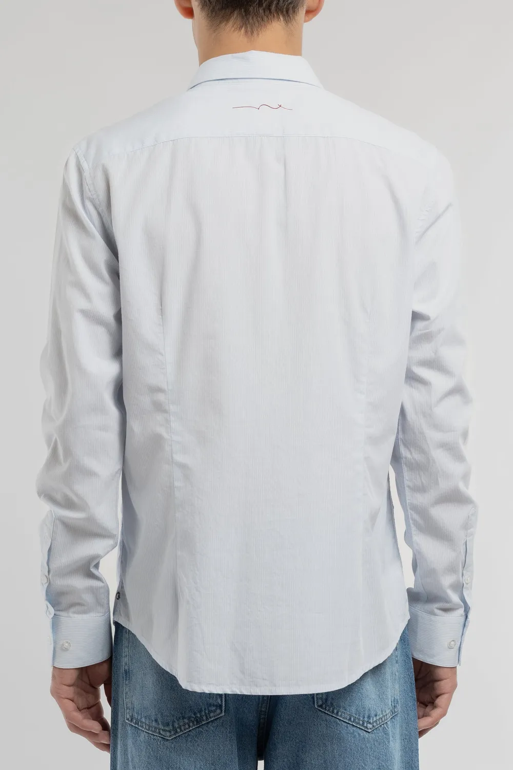 Teddy Smith Carton camicia uomo azzurro righe slim fil a fil