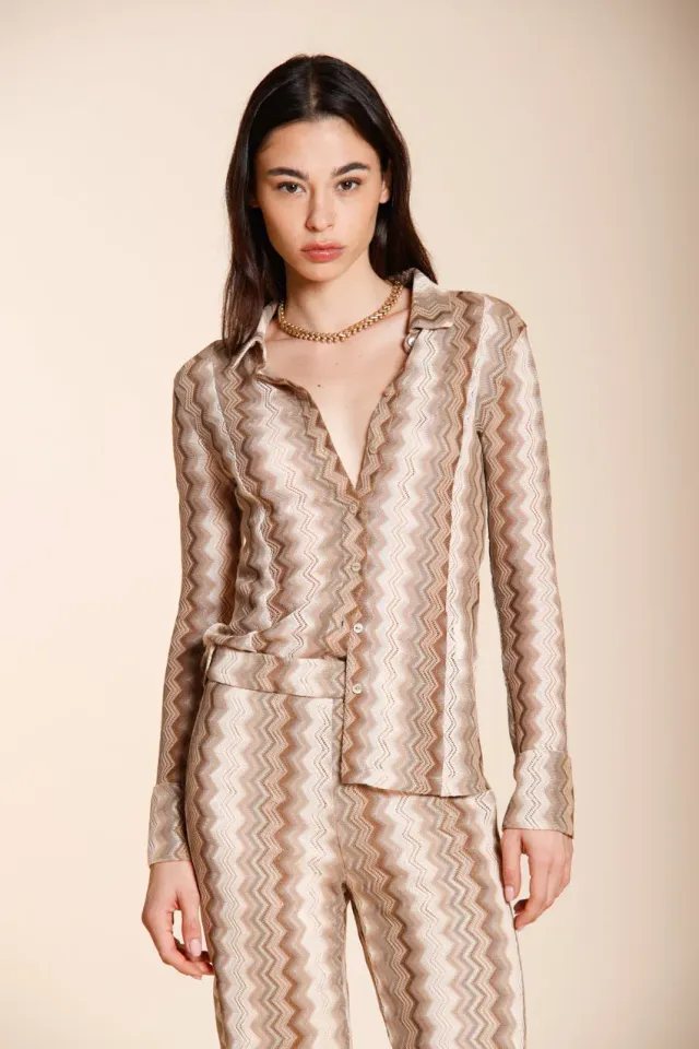 Mason’s Malibu Elaisa camicia beige chiaro lurex