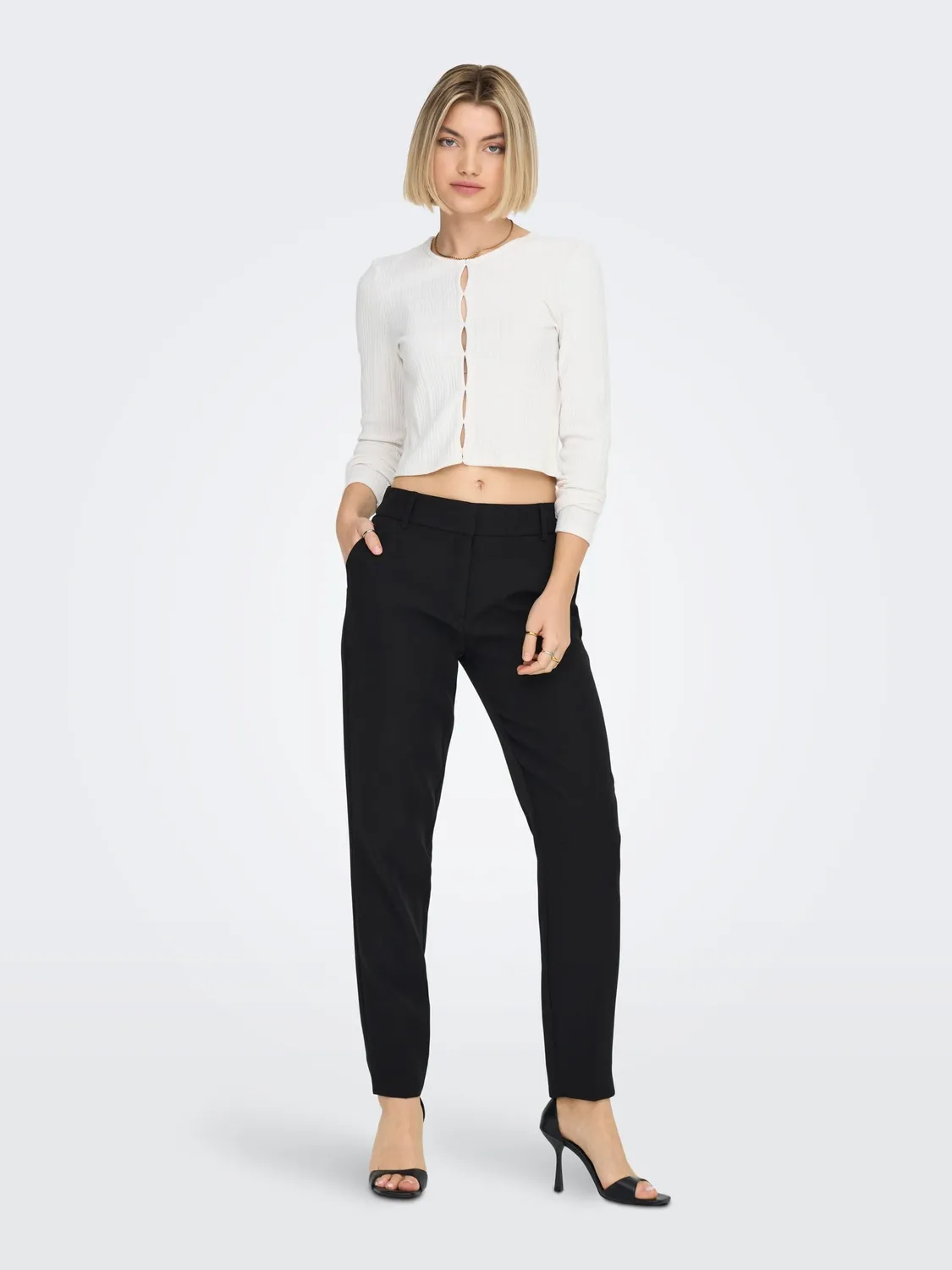 Only Veronica Elly pantaloni donna neri vita alta