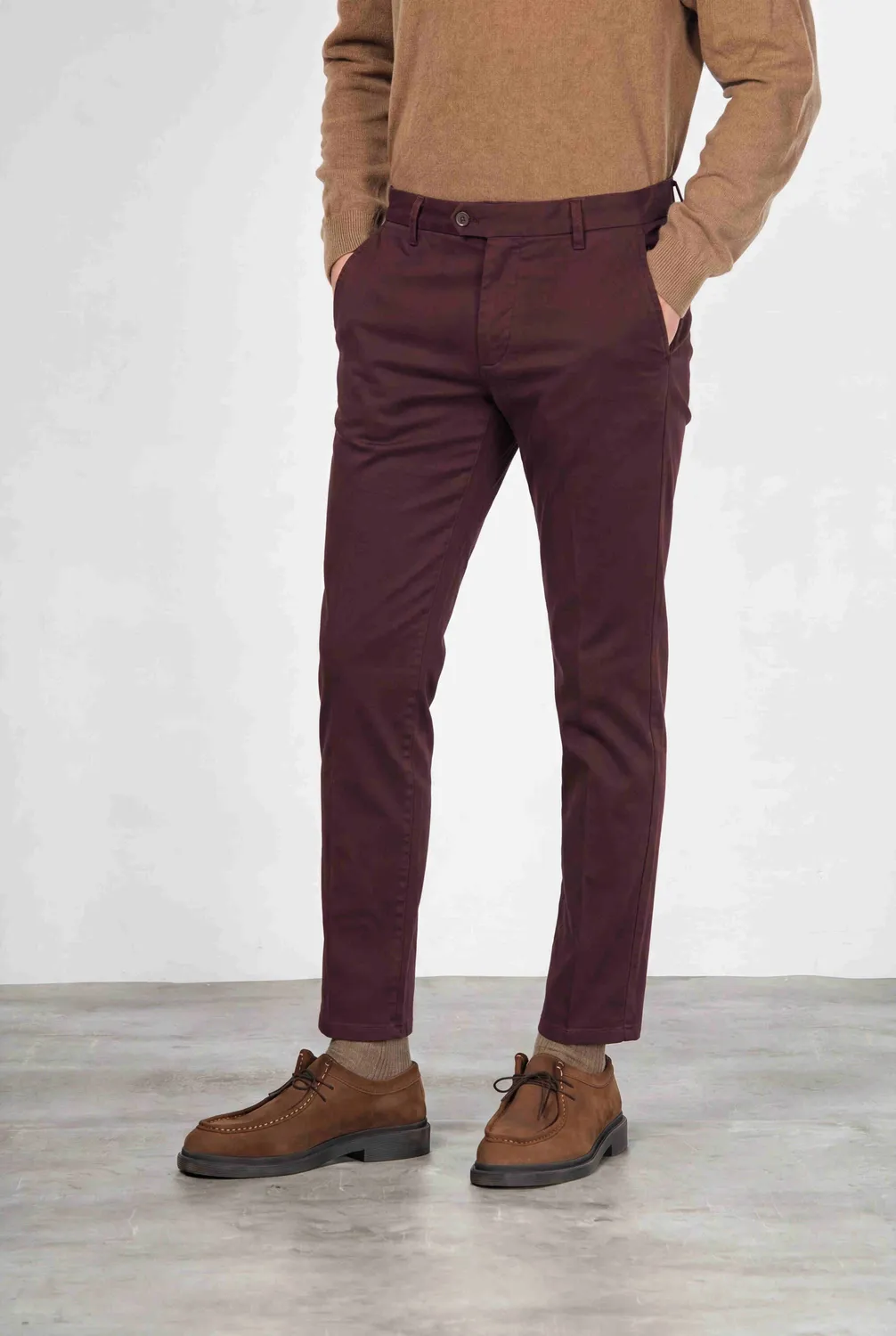 Mason's Torino Flex chino uomo raso slim bordeaux