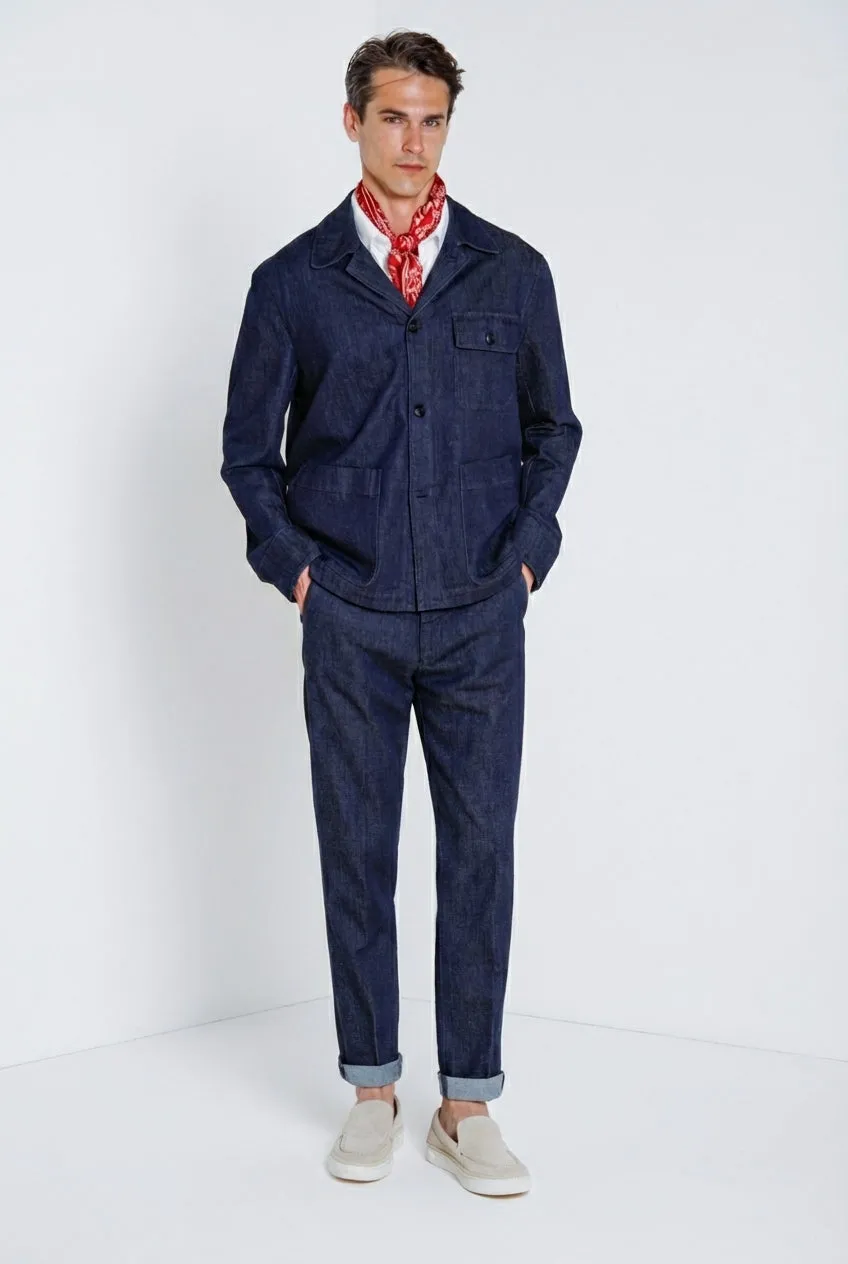 Mason's Chile Work overshirt denim uomo blu navy