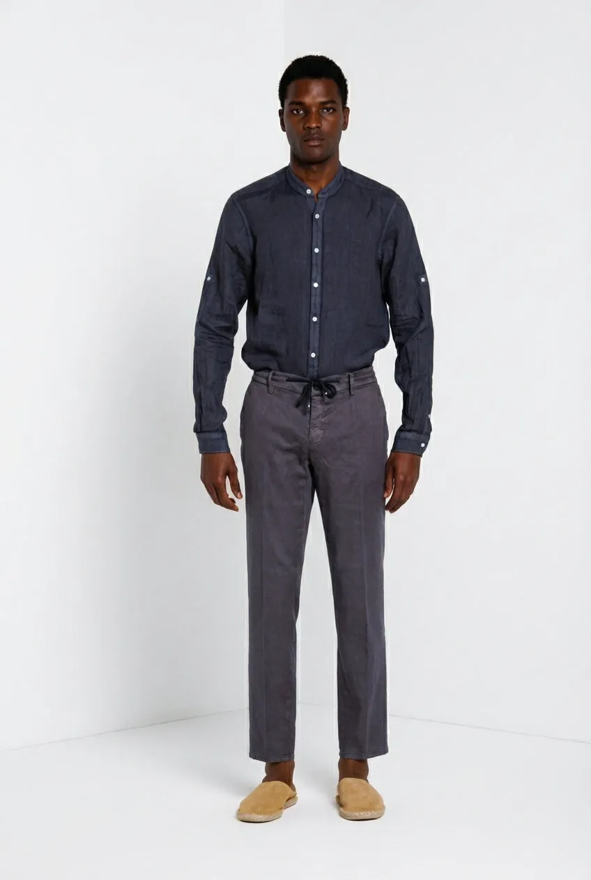 Mason's Porto camicia uomo carta da zucchero lino