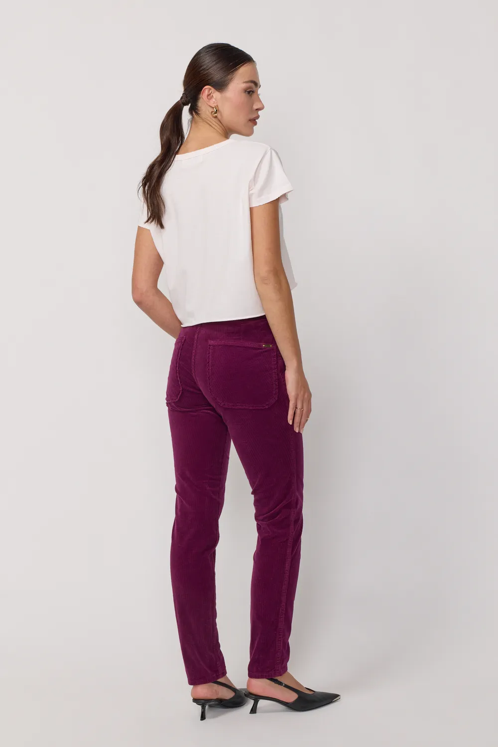 Acquaverde Pierce Figue pantalone velluto mid-rise