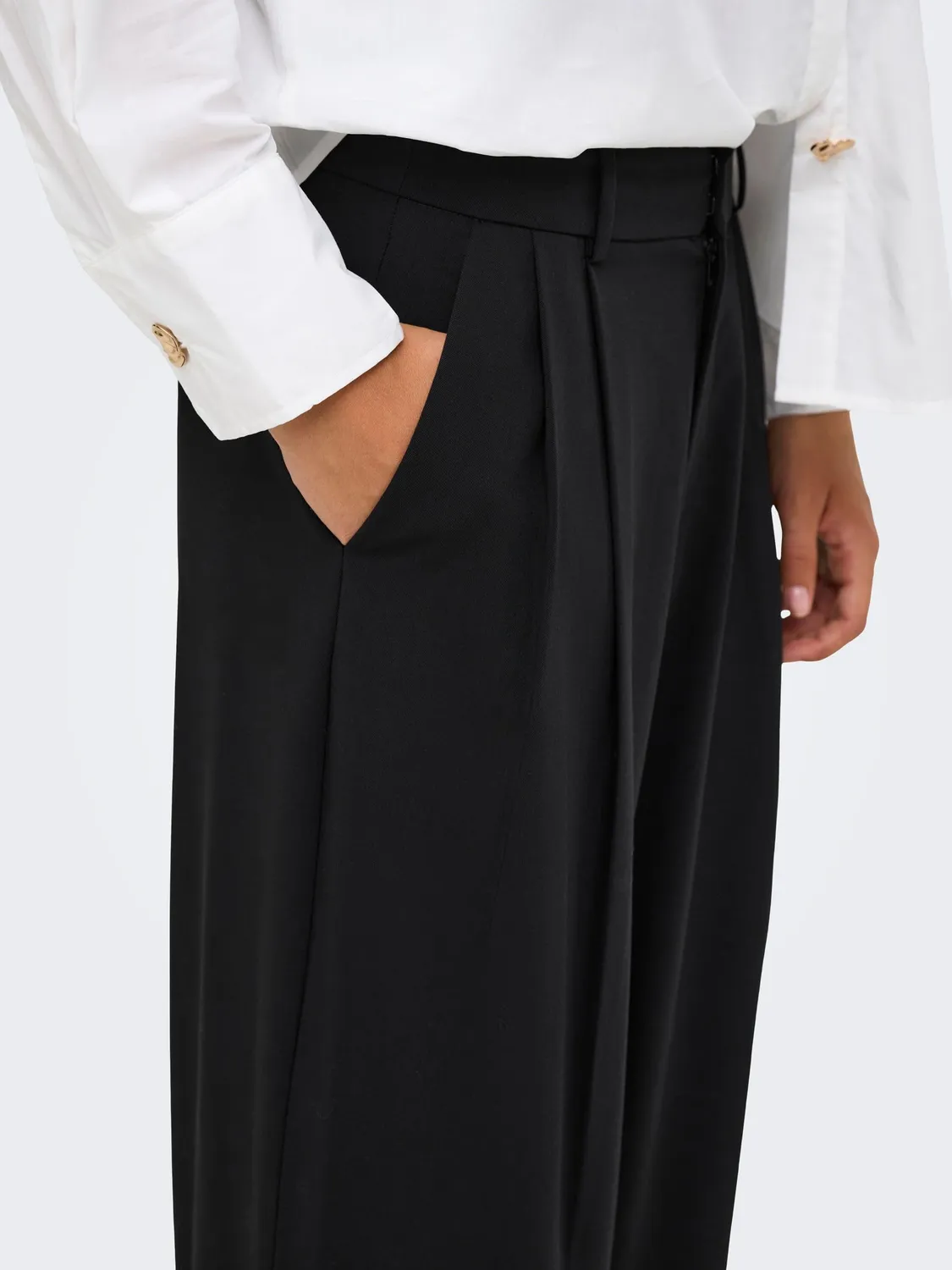 ONLY Onlsonja HW Wide Pleat Pant TLR pantalone nero