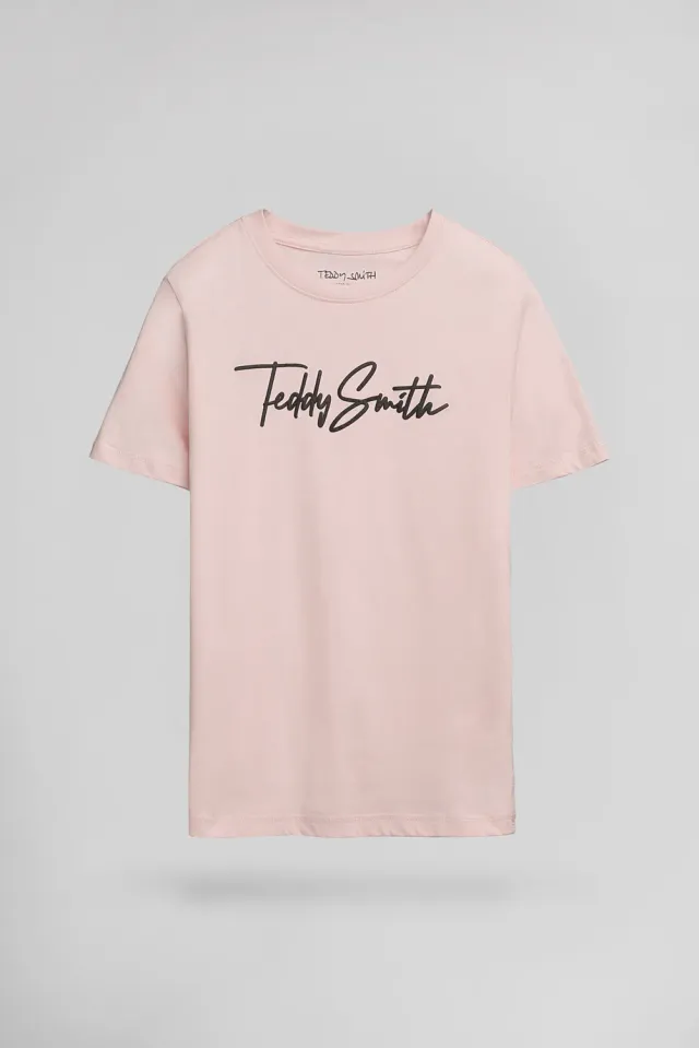 Teddy Smith T-Evan MC JR T-Shirt Rosa Pastel Cotone