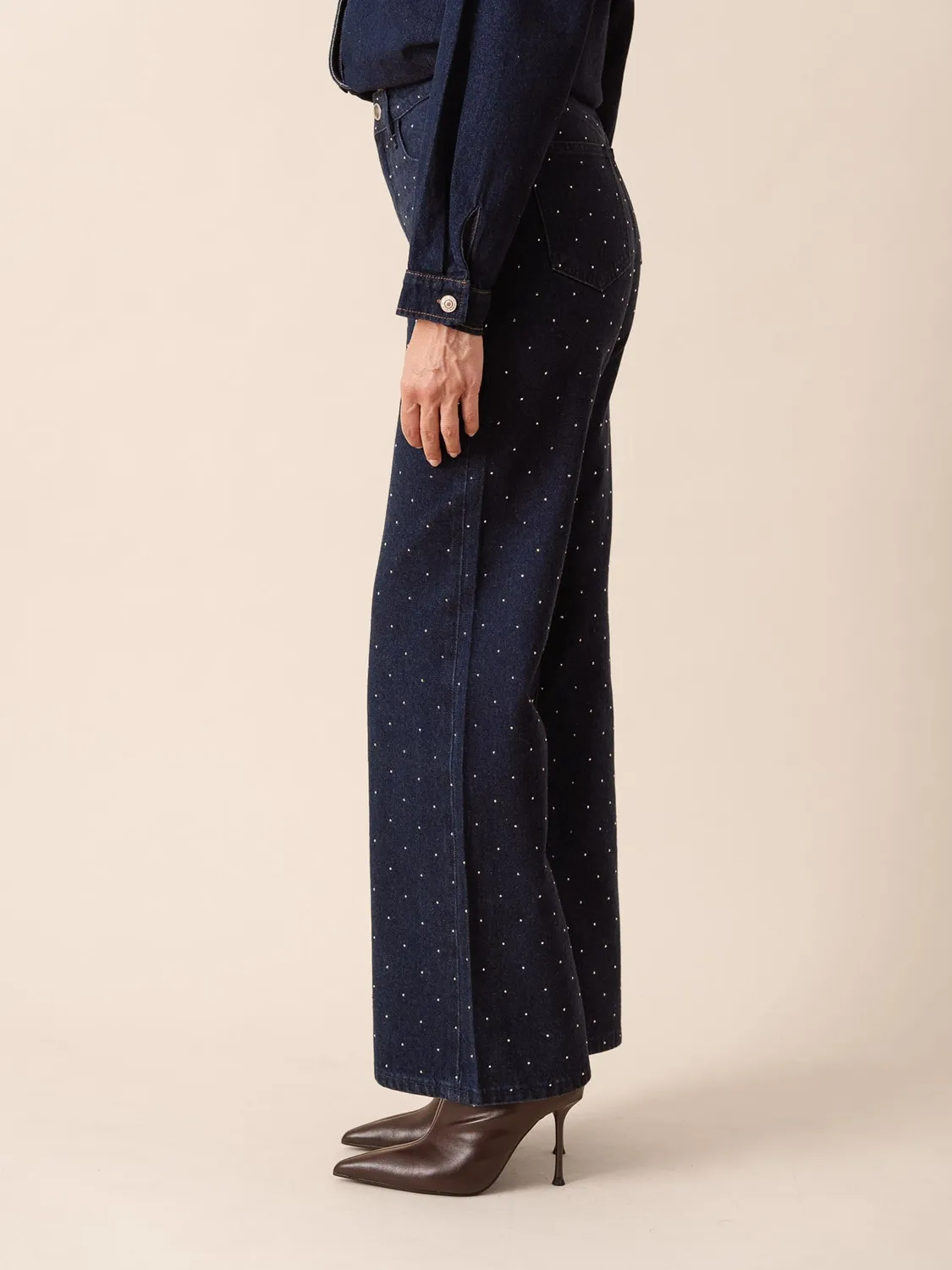 Oraije Luxor jeans straight loose strass vita alta
