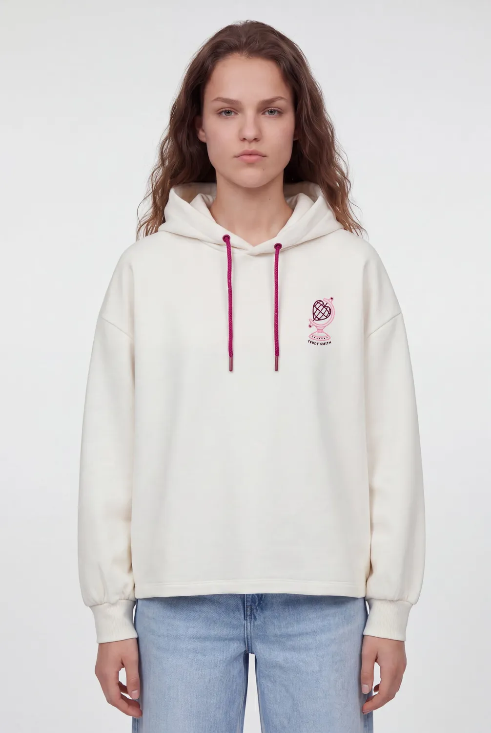 Teddy Smith Juliette Hood felpa donna middle white