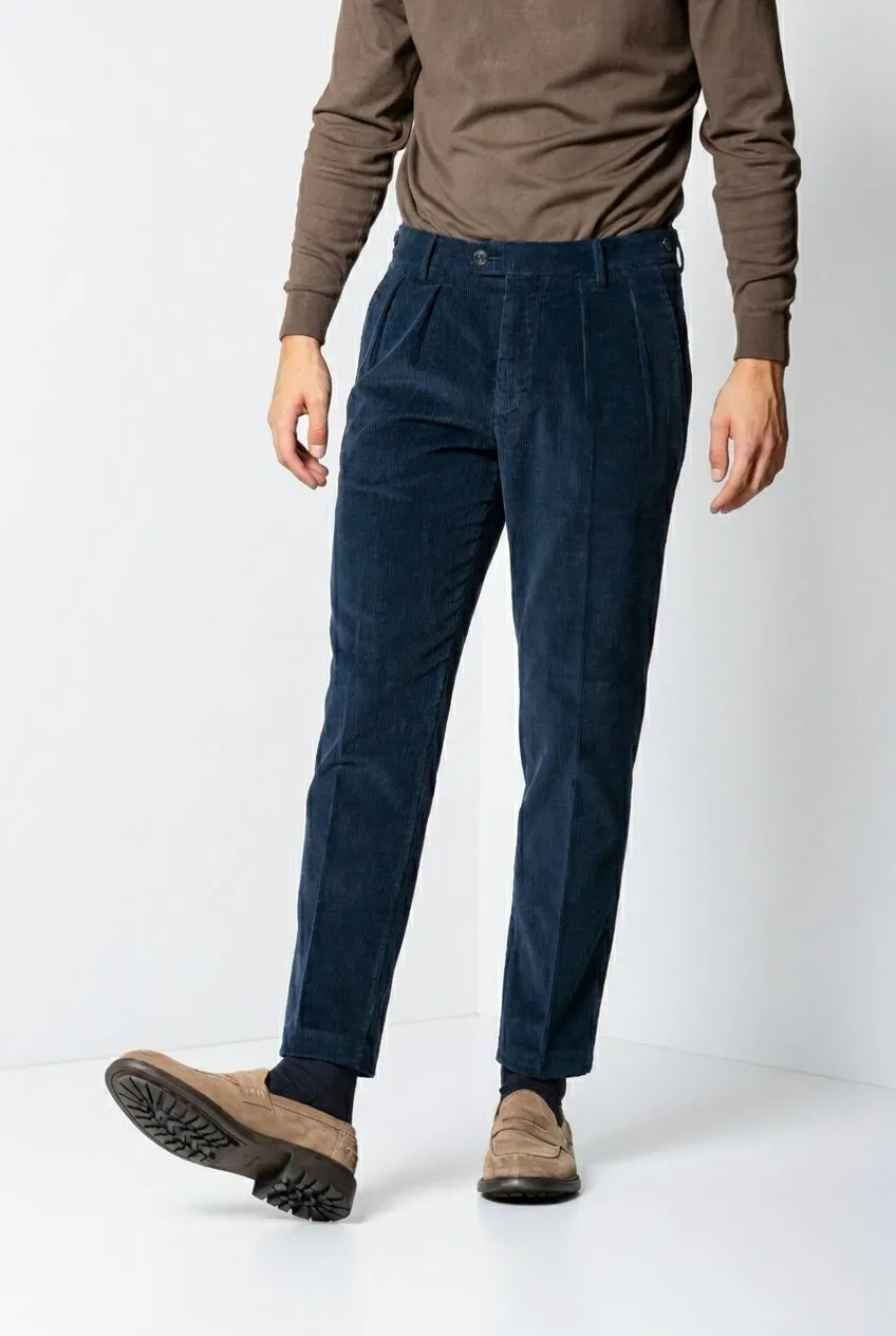 Mason's Don Johnson 2 Pinces chino uomo blu navy velluto