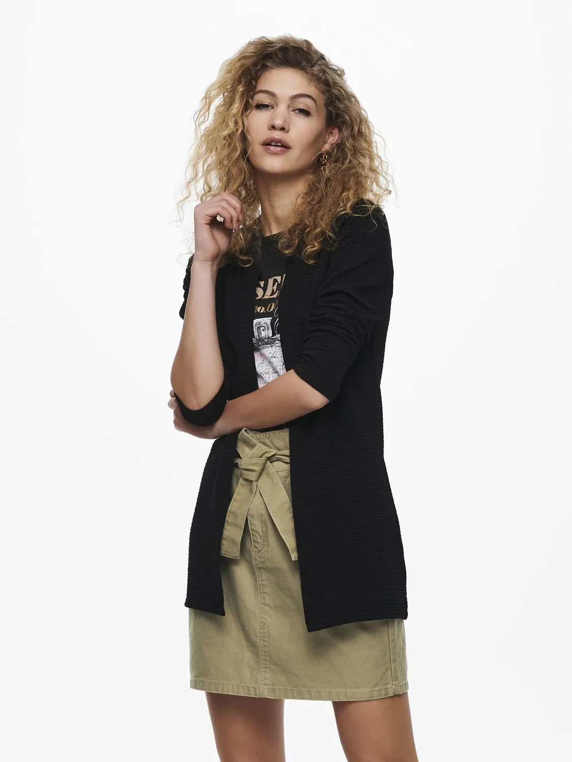 Only Cardigan Long Loose cardigan donna nero lungo