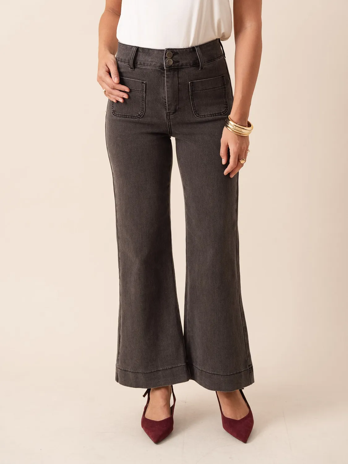 Oraije Elenette jeans flare grigio medio