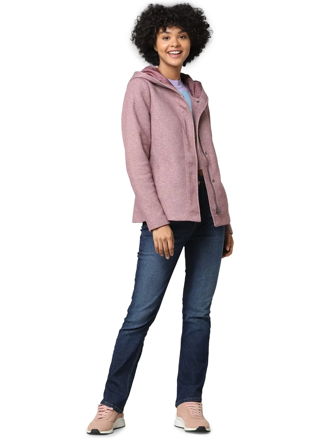 Only Sedona giacca corta donna XS verde melange cappuccio