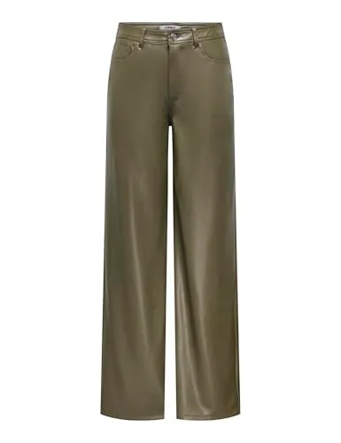 ONLY Onlsmooth HW Faux Leath Wide Pant pantaloni nero vita alta