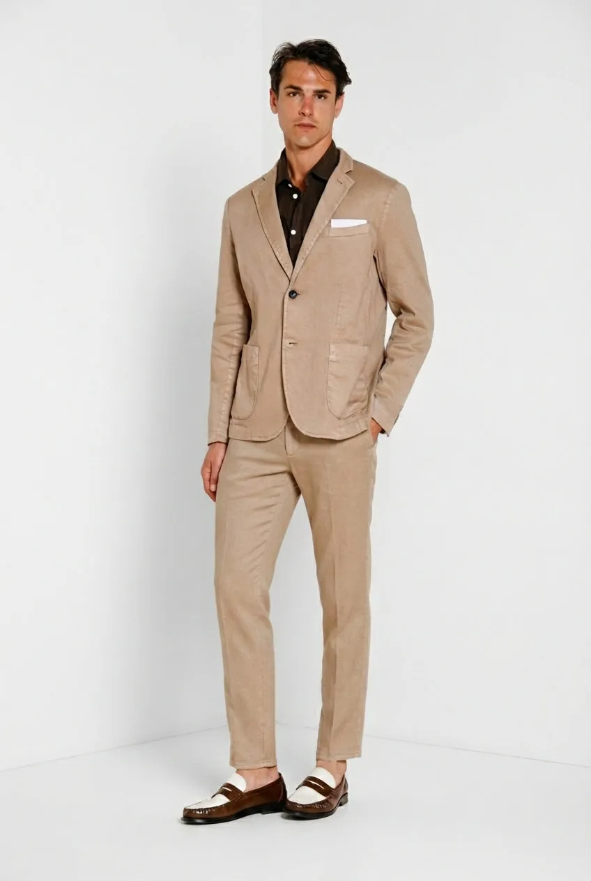 Mason's Da Vinci blazer uomo beige medio lino e cotone