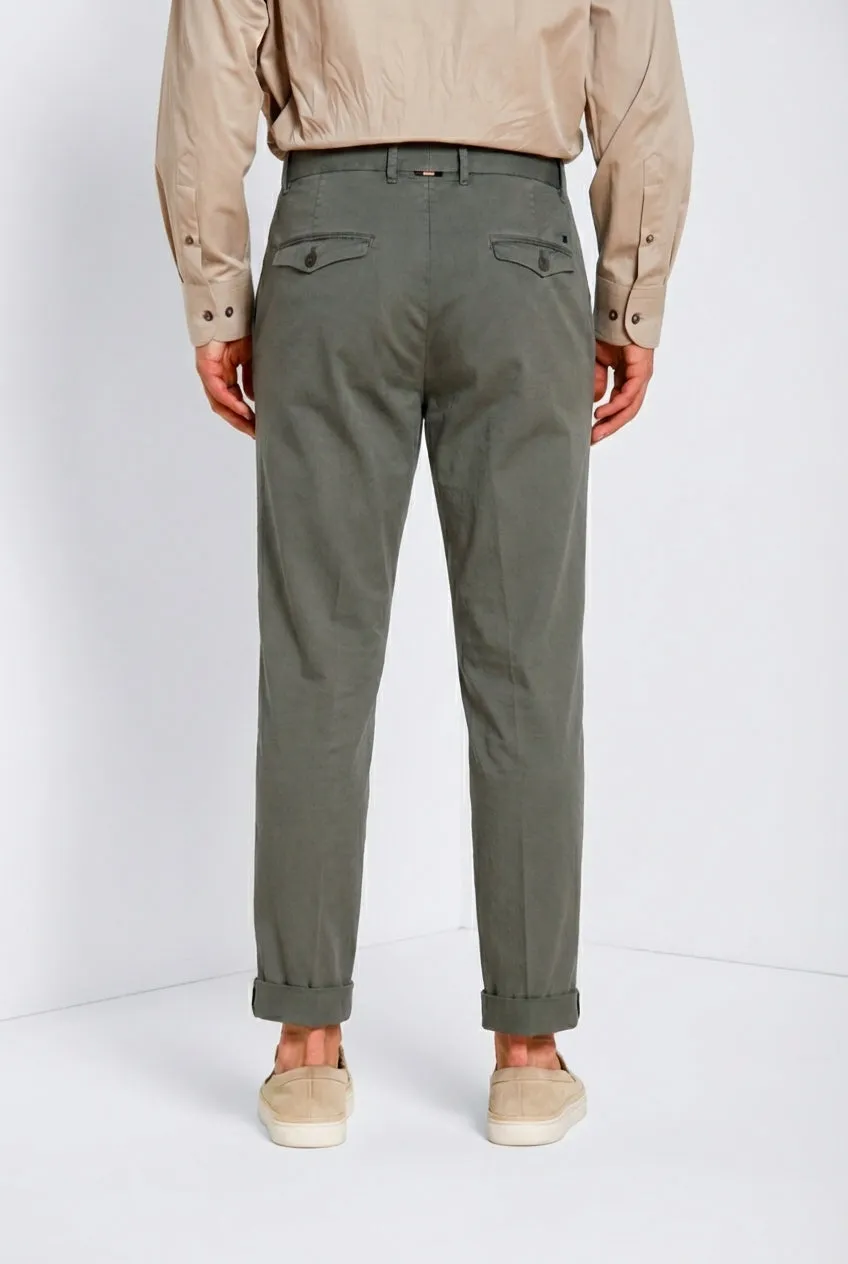 Mason's Boston Pinces chino uomo verde gabardina stretch