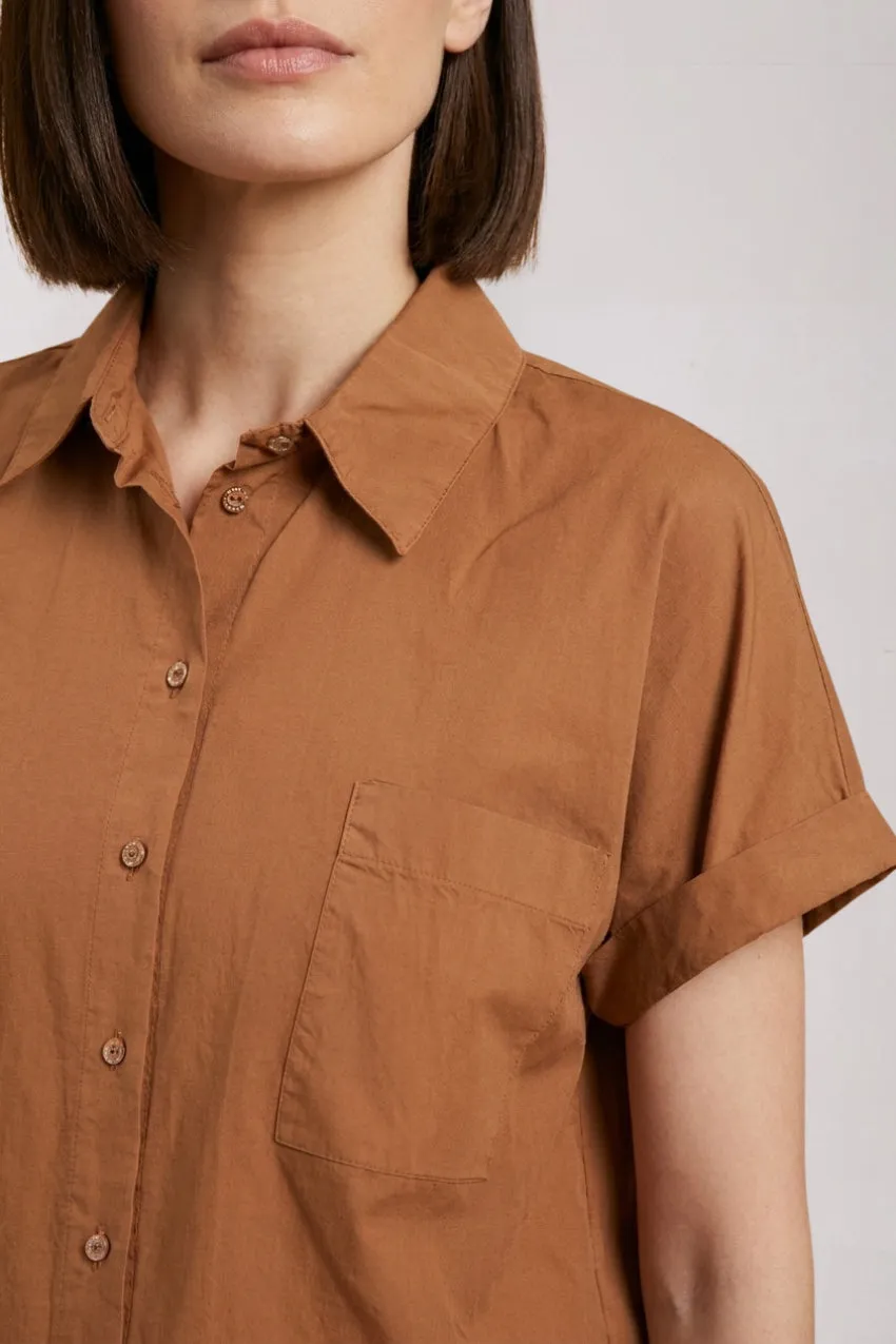 Mason's Livia camicia donna marrone manica corta popeline