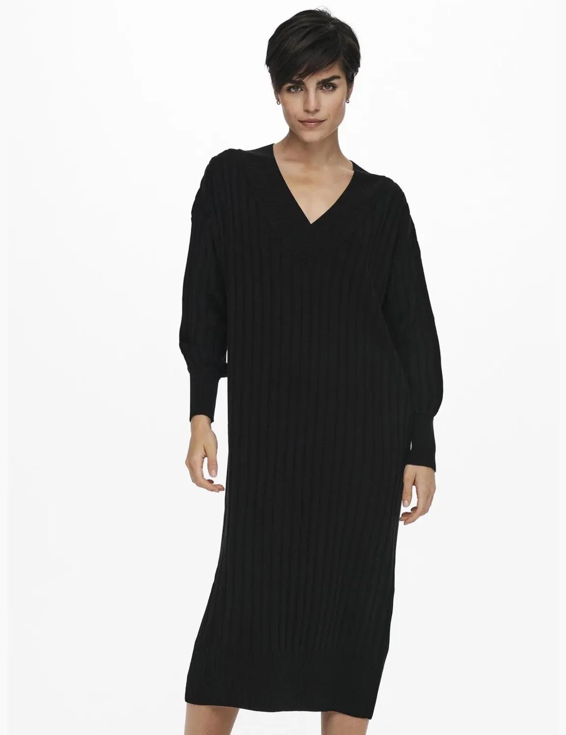 ONLY Onlnew abito midi maglia manica lunga coste