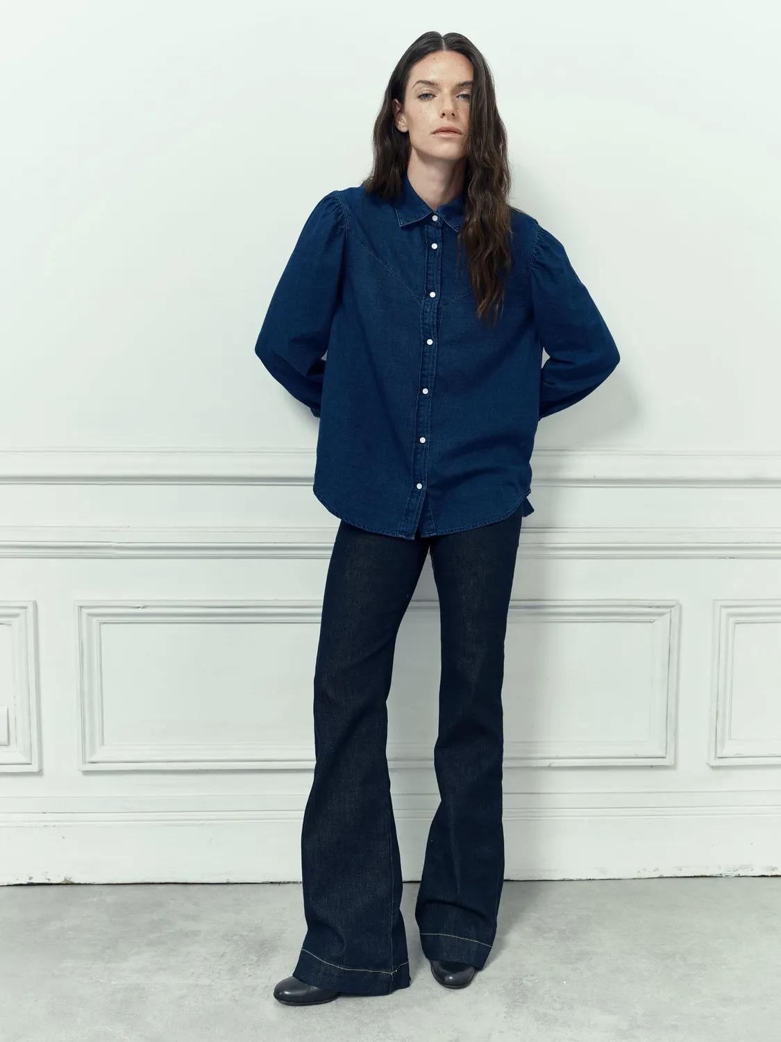 acquaverde Gerry camicia denim medium blue 3/4