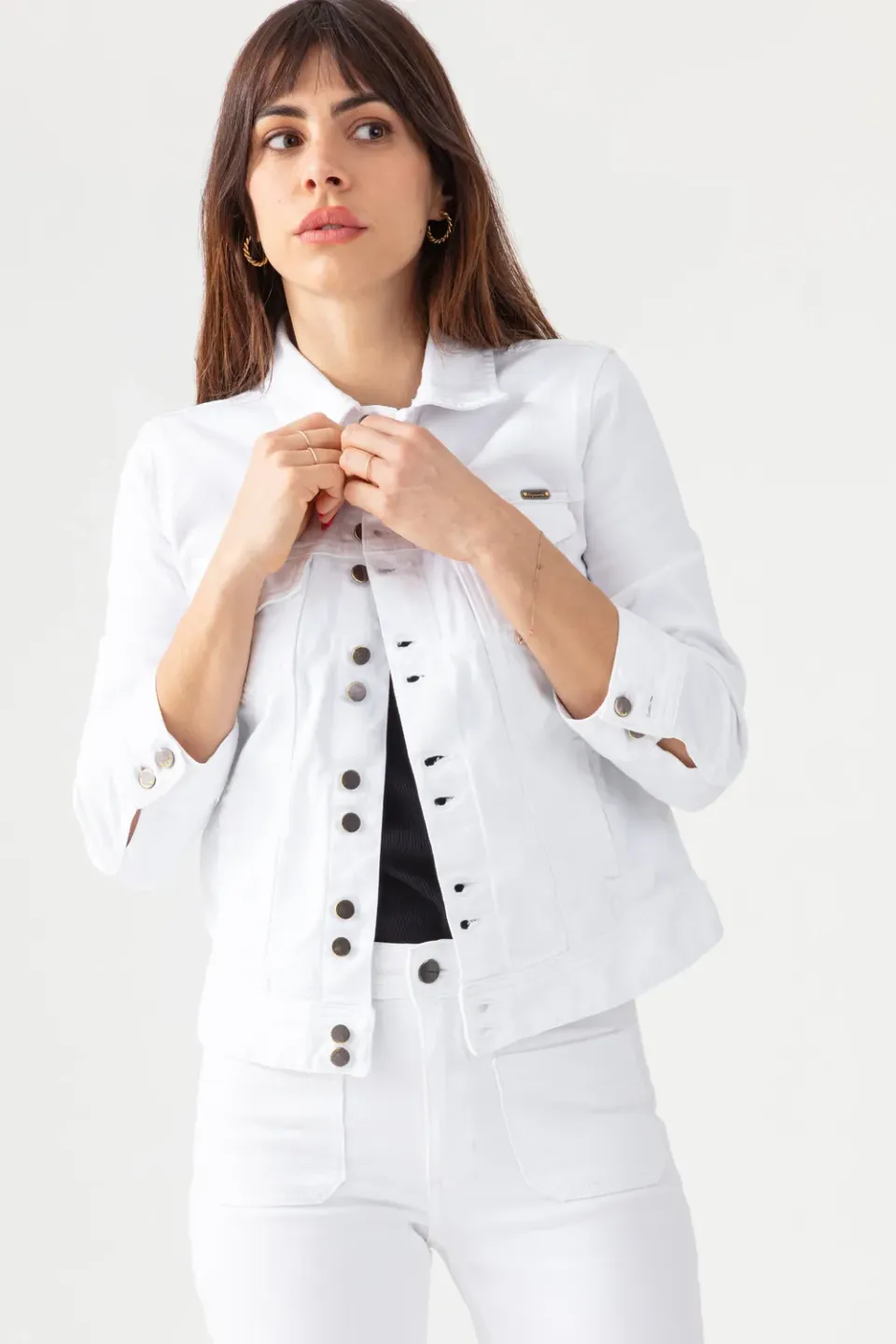 Acquaverde Carmen White giacca jeans maniche 3/4