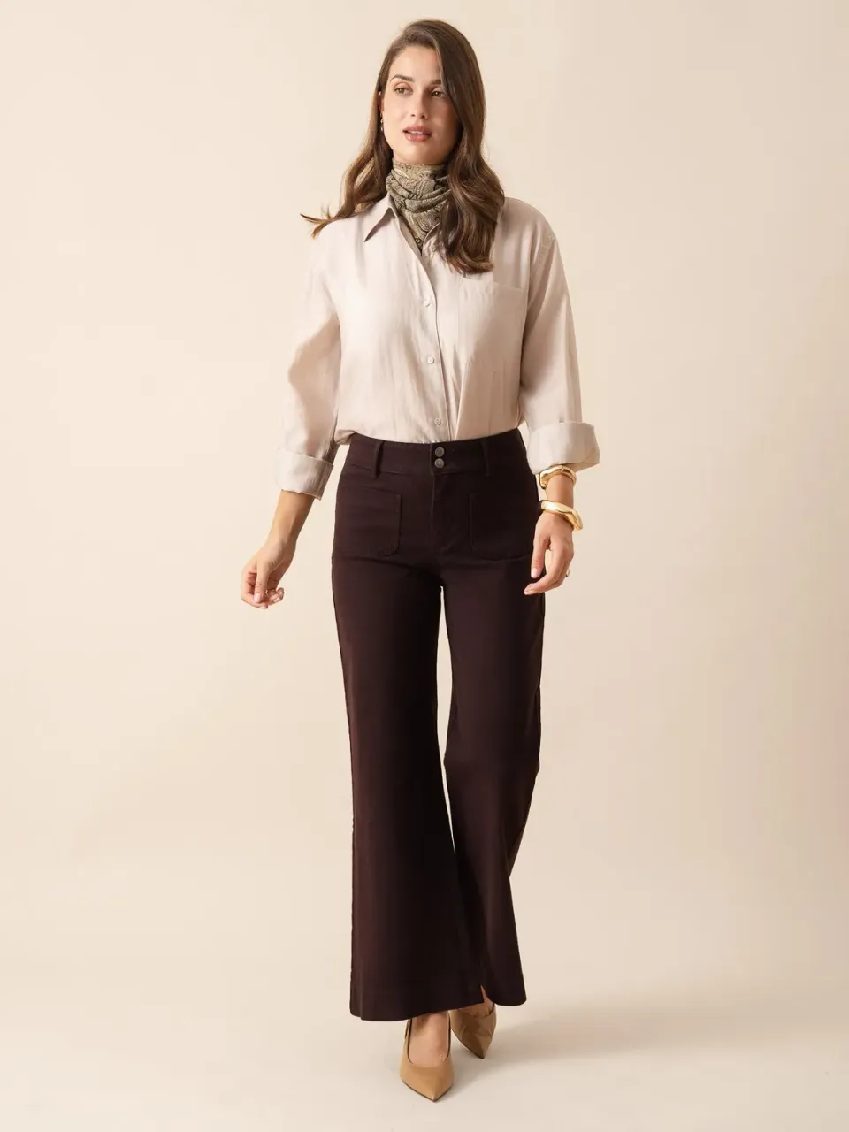 Oraije Elenette jeans flare melanzana