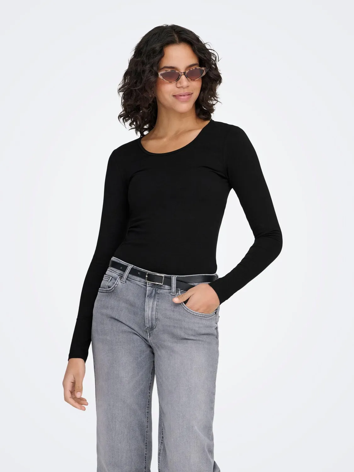 Only Onllive Love maglia donna maniche lunghe girocollo nero