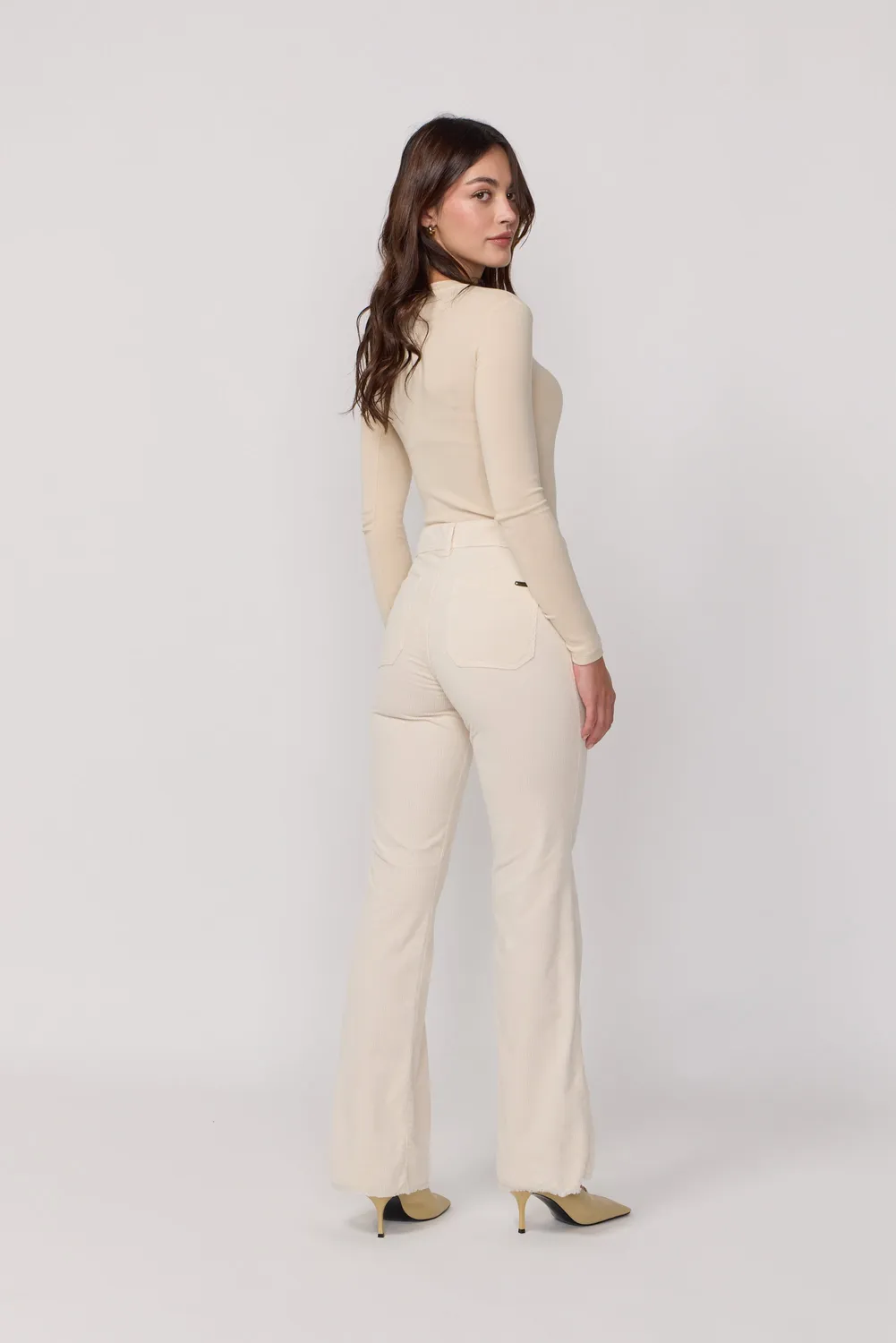 acquaverde Carlotta pantaloni velluto Cream cropped