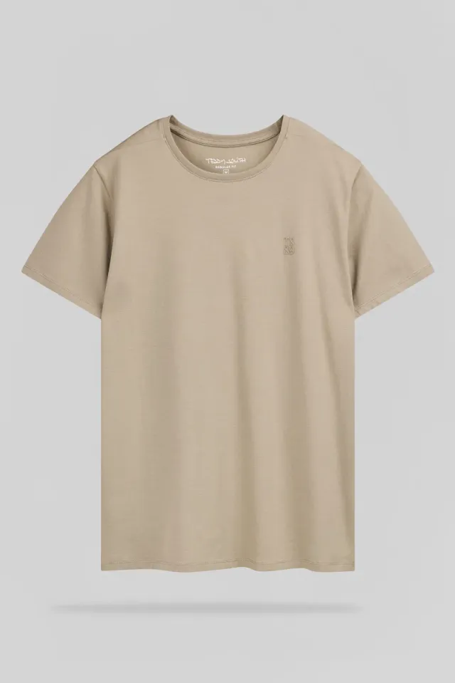 Teddy Smith T-Telo T-shirt Uomo Beige Cotone Elasticizzato