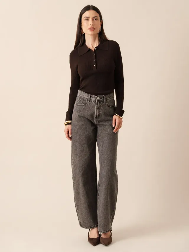 Oraije Brune jeans barrel grigio cotone