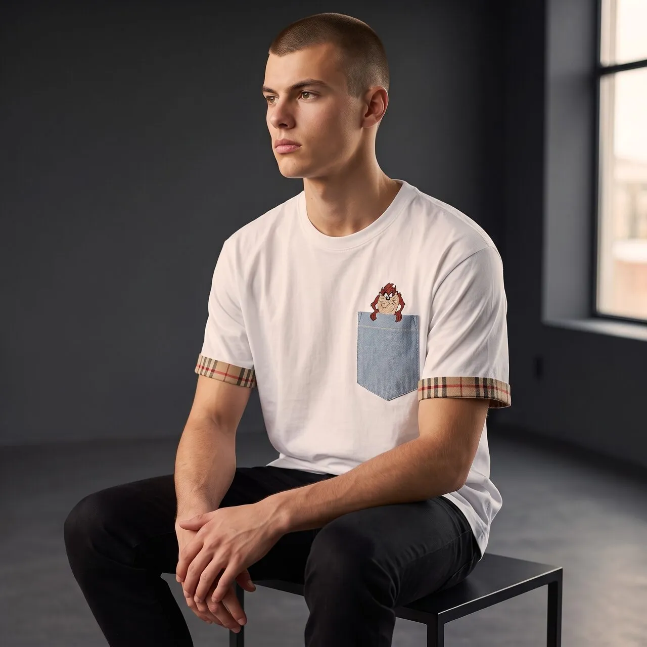 Never Say Never Taz T-Shirt Dipinta Burberry