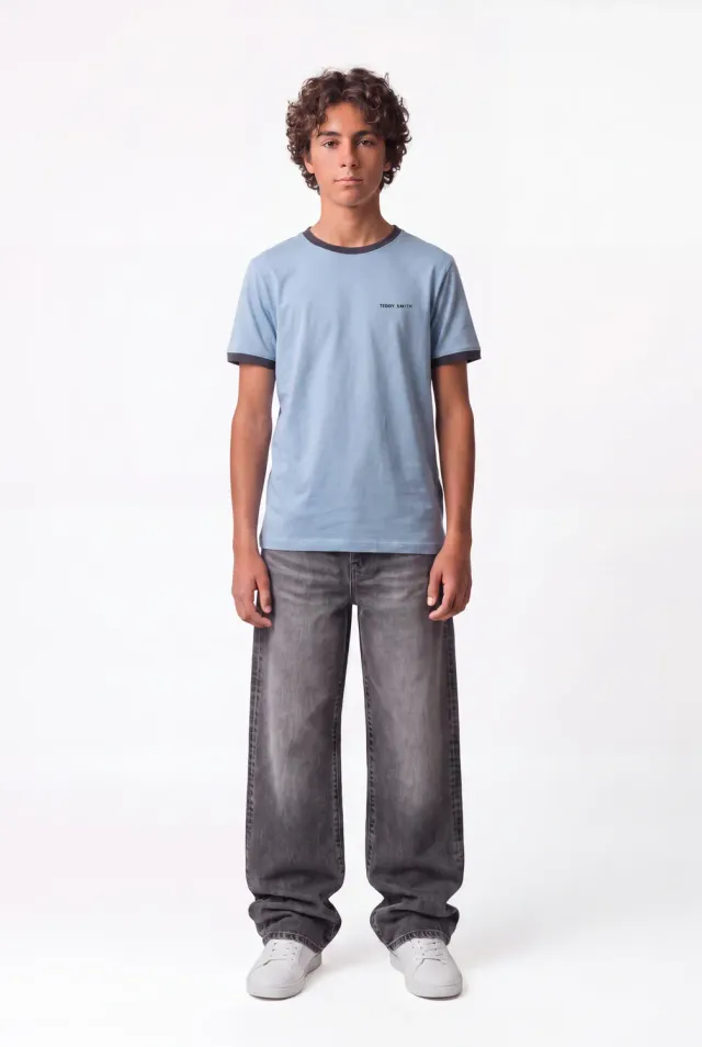 Teddy Smith The-Tee 2 R T-shirt bimbo Bleu Mineral cotone