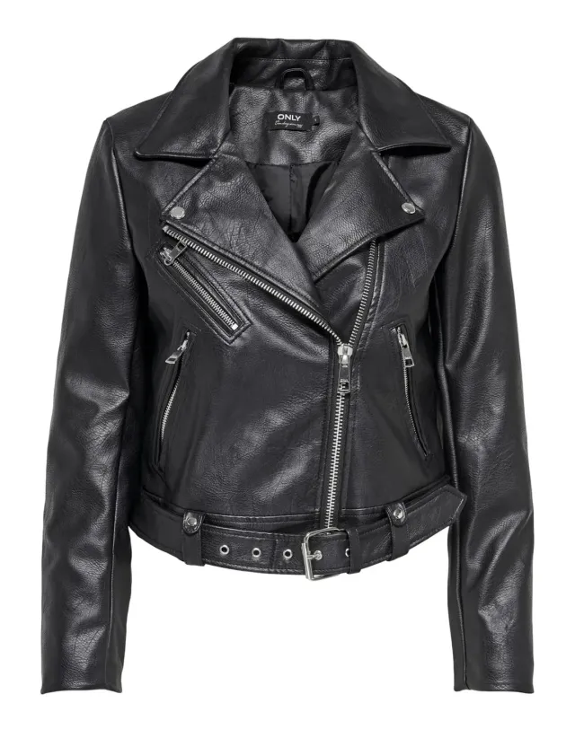 ONLY Onlvera giacca biker ecopelle nera cerniera