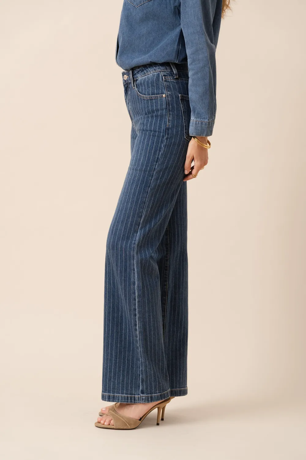 Oraije Gabriel jeans wide rigato stone cotone