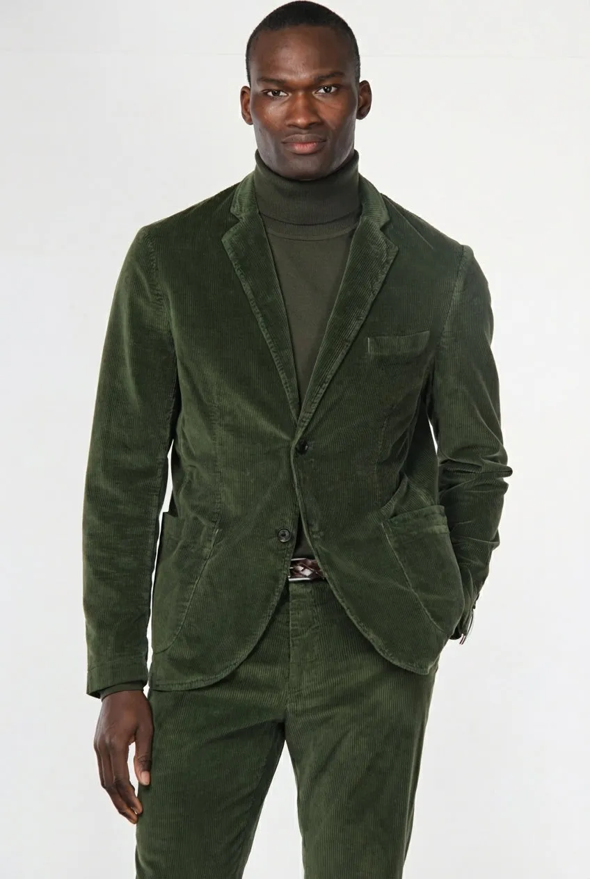Mason's Tiziano blazer uomo velluto verde regular