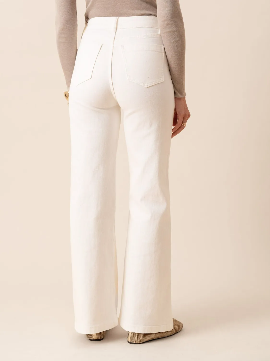 Oraije Gaspard jeans wide bianchi vita alta