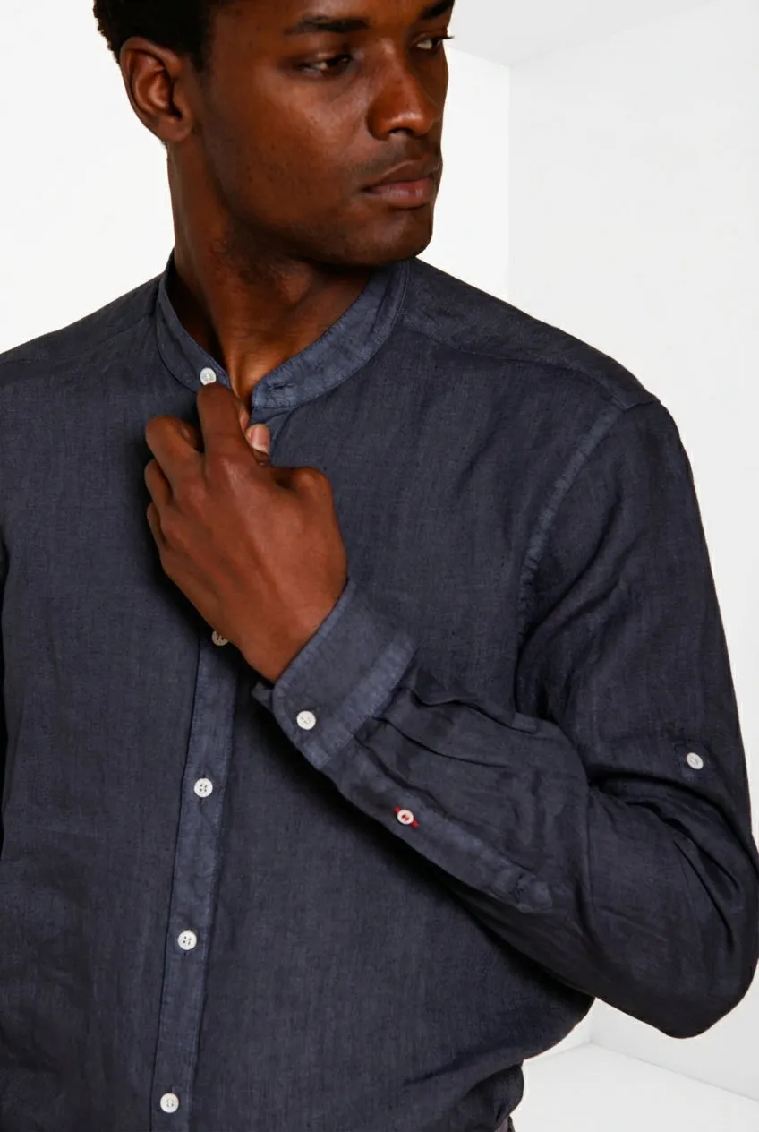 Mason's Porto camicia uomo carta da zucchero lino