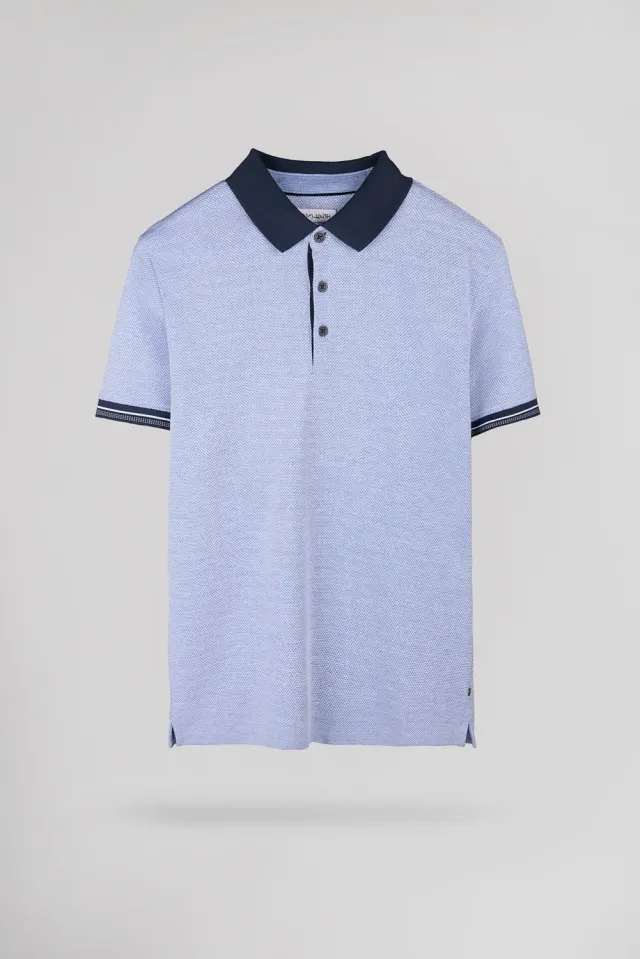 Teddy Smith P-GOLDWIN MC polo azzurra uomo jacquard