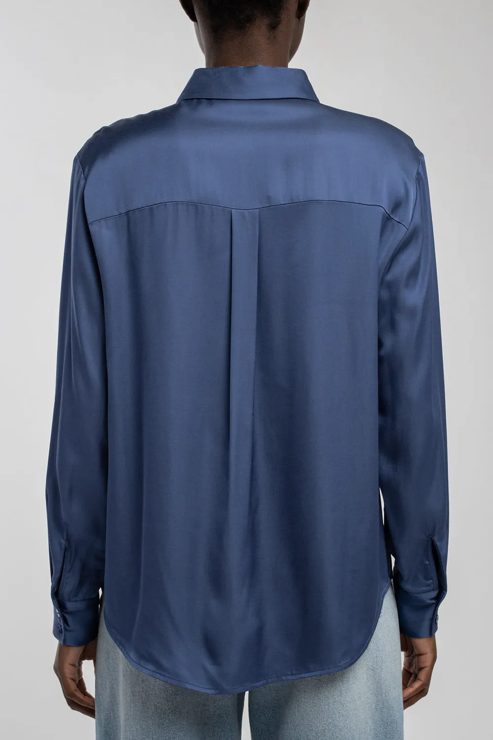 Teddy Smith C-Leo camicia indaco satin viscosa donna