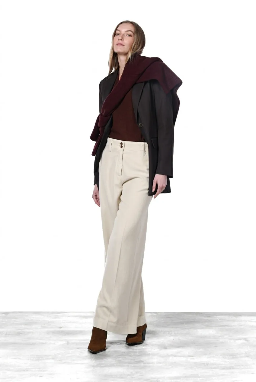 Mason's New York Wide Elax pantalone crema wide leg