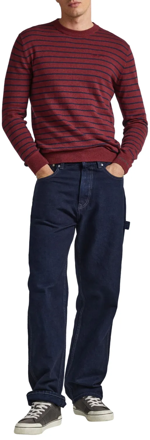Pepe Jeans Andre Stripes maglia uomo grigio maniche lunghe