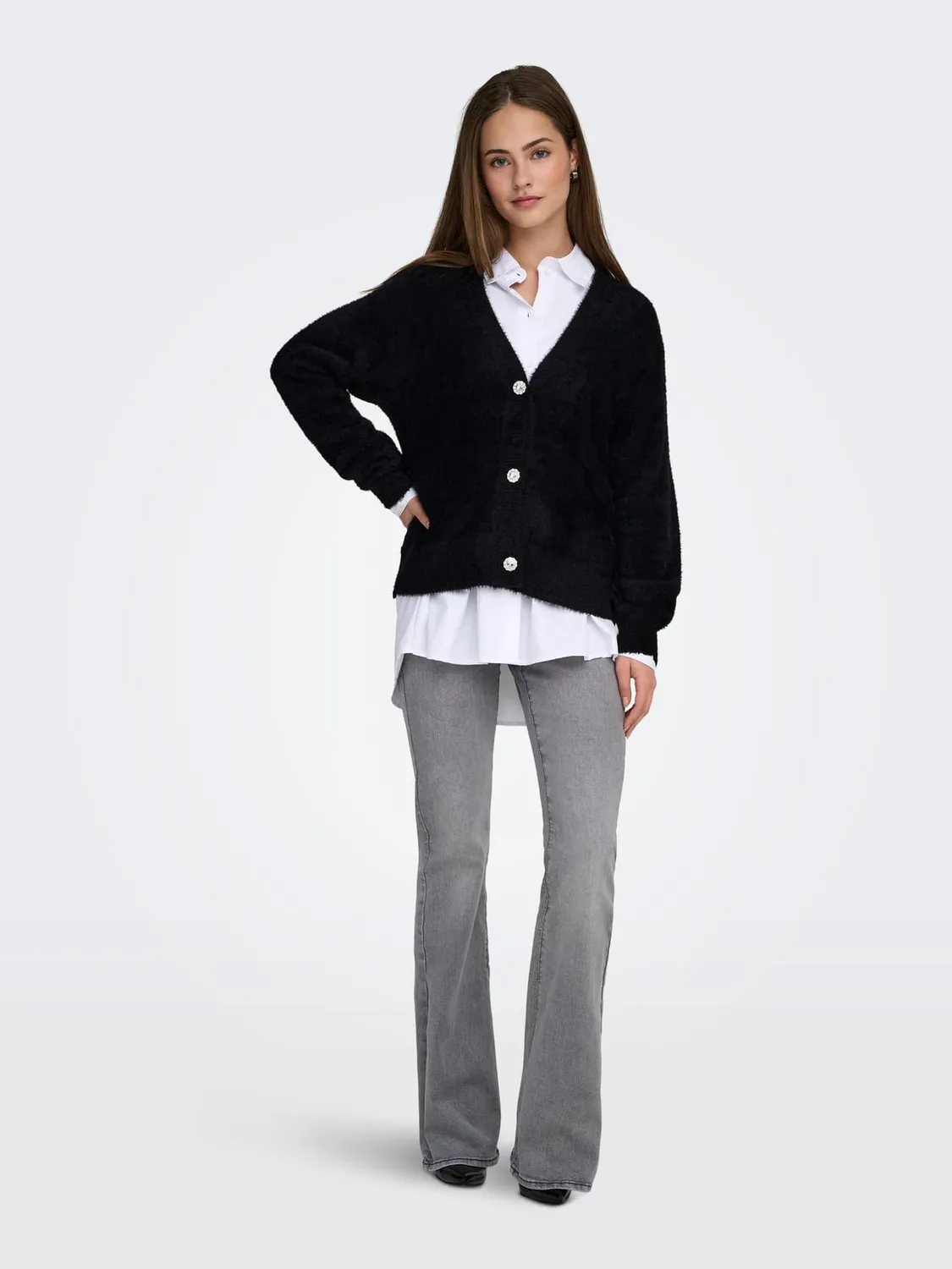 ONLY Onlella Cardigan Donna Nero maglia bottoni