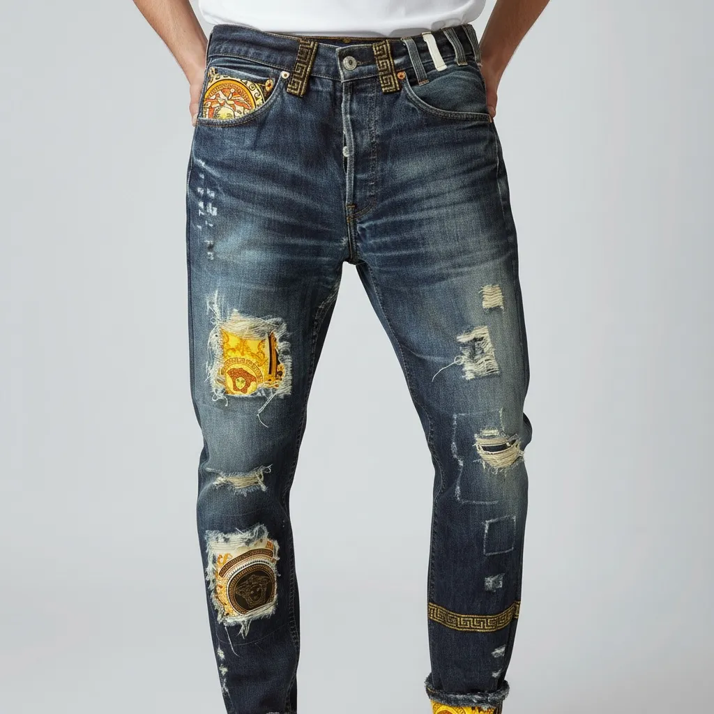 Levi's Vintage Versace jeans custom tessuto fantasia